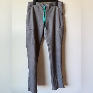 Figs Gray Scrub with Teal Drawstring